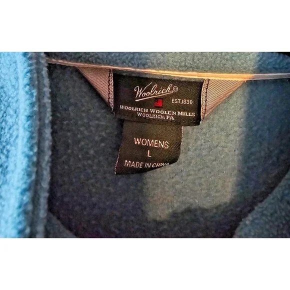 Size L WOOLRICH Green Fleece Vest Zip Up Pockets Womens - Picture 3 of 4